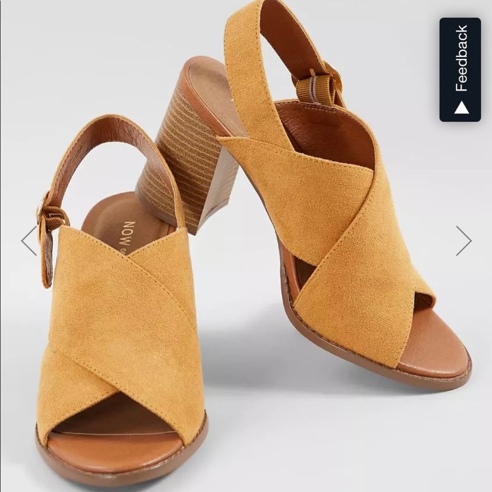 Faux Suede Healed Sandal - Size 10 - Yellow / Mustard Color